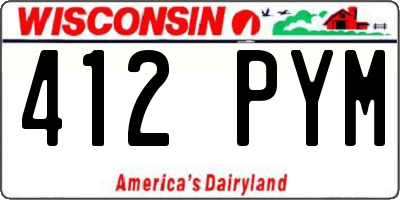 WI license plate 412PYM