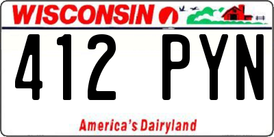 WI license plate 412PYN