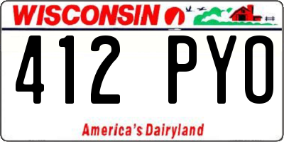 WI license plate 412PYO