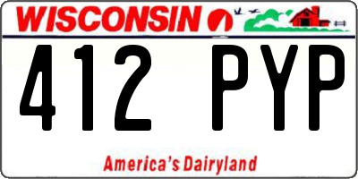 WI license plate 412PYP