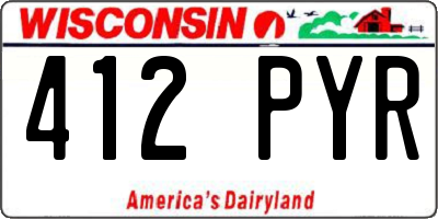 WI license plate 412PYR