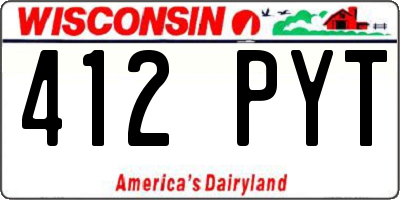 WI license plate 412PYT