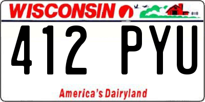WI license plate 412PYU