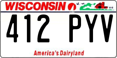 WI license plate 412PYV