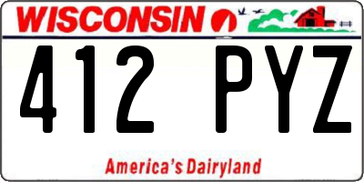 WI license plate 412PYZ