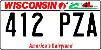 WI license plate 412PZA