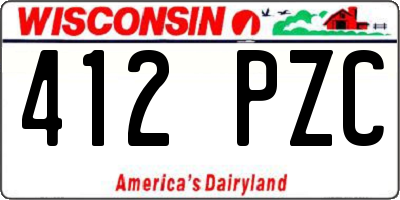 WI license plate 412PZC