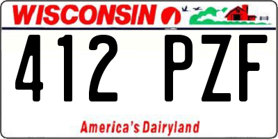 WI license plate 412PZF