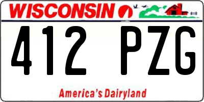 WI license plate 412PZG