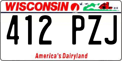WI license plate 412PZJ