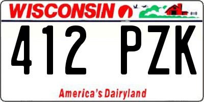 WI license plate 412PZK