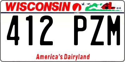 WI license plate 412PZM