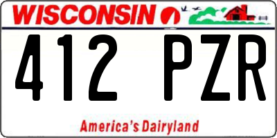 WI license plate 412PZR
