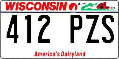WI license plate 412PZS