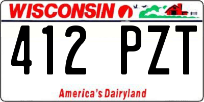 WI license plate 412PZT