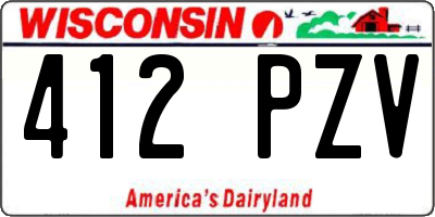 WI license plate 412PZV