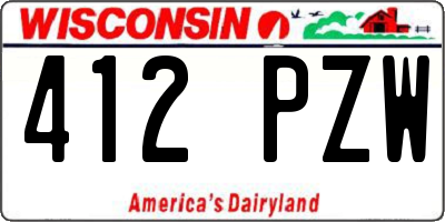 WI license plate 412PZW