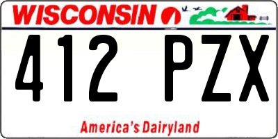 WI license plate 412PZX