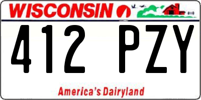 WI license plate 412PZY