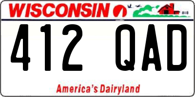 WI license plate 412QAD