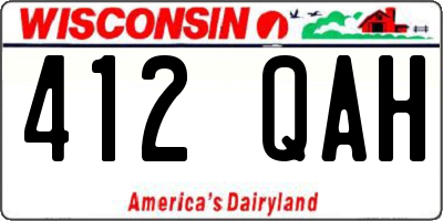 WI license plate 412QAH
