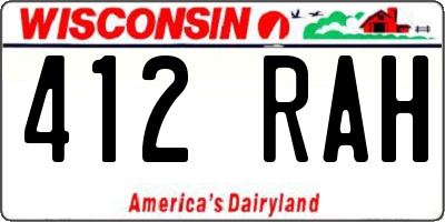 WI license plate 412RAH