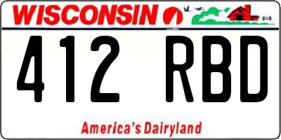 WI license plate 412RBD