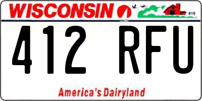 WI license plate 412RFU