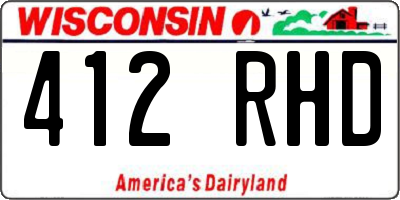 WI license plate 412RHD