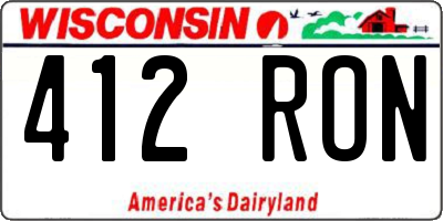 WI license plate 412RON