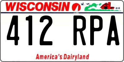 WI license plate 412RPA