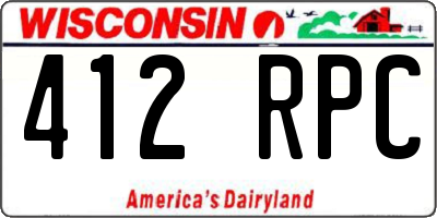 WI license plate 412RPC
