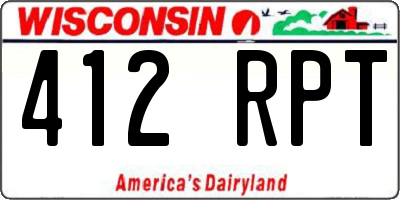 WI license plate 412RPT