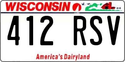 WI license plate 412RSV