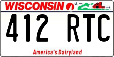 WI license plate 412RTC