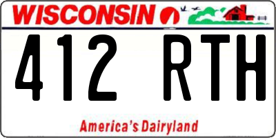 WI license plate 412RTH