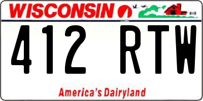 WI license plate 412RTW