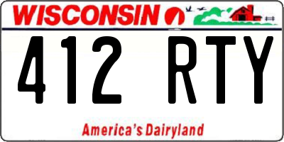 WI license plate 412RTY