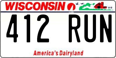 WI license plate 412RUN