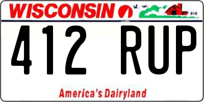 WI license plate 412RUP
