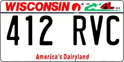 WI license plate 412RVC