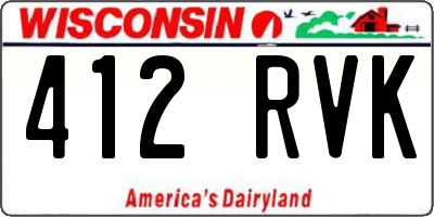 WI license plate 412RVK
