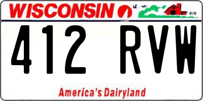 WI license plate 412RVW