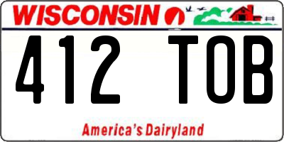 WI license plate 412TOB