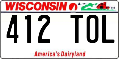 WI license plate 412TOL
