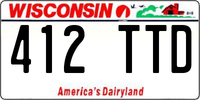 WI license plate 412TTD