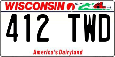 WI license plate 412TWD
