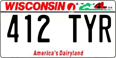 WI license plate 412TYR