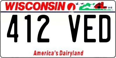 WI license plate 412VED