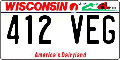 WI license plate 412VEG